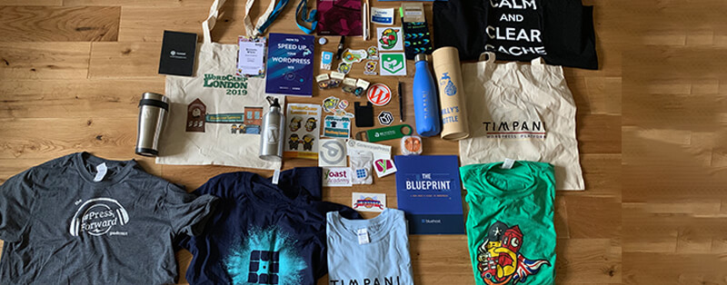 WordCamp London 2019 WordPress Training swag haul